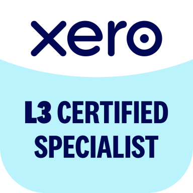 Xero Level 3 Certified Specialist badge with blue background.